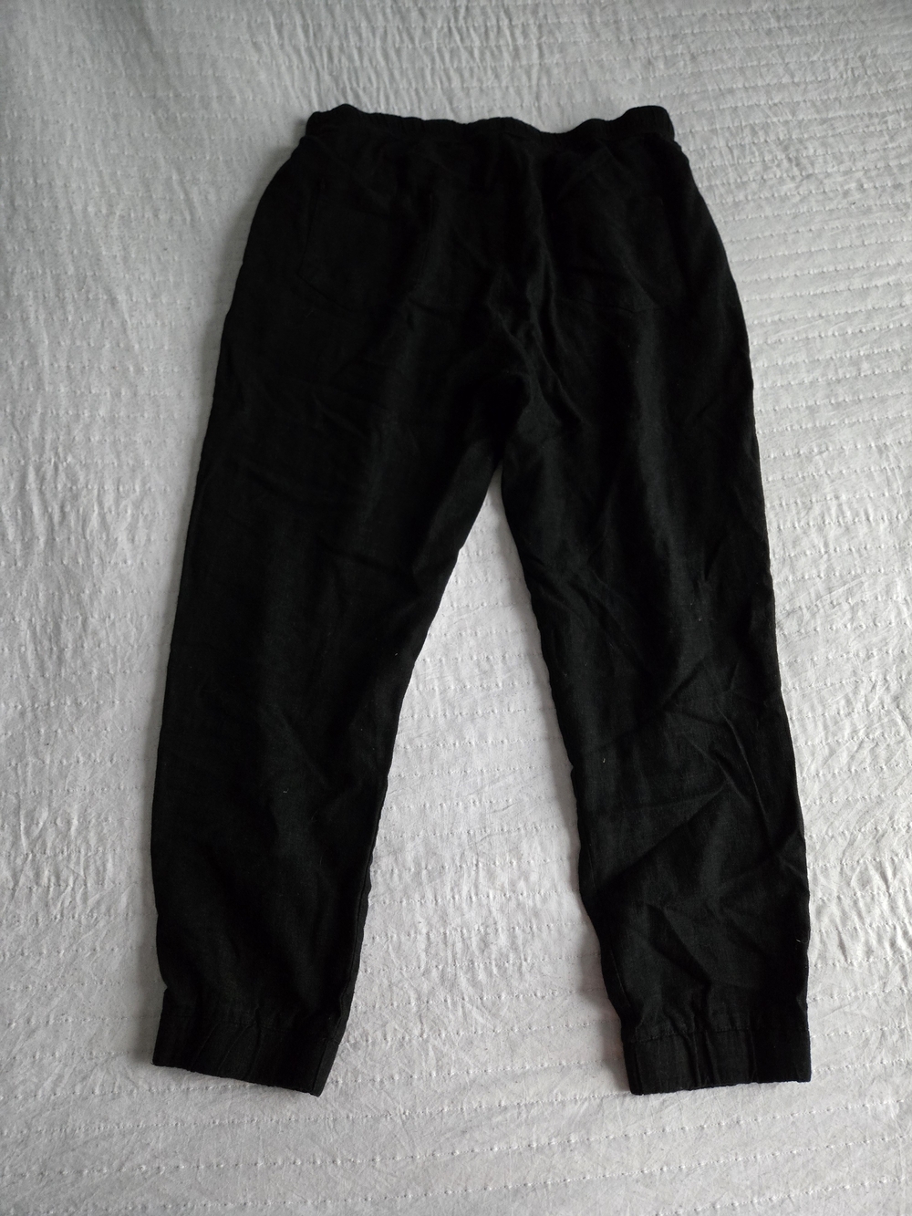 Black linen with Drawstring Tailored  Pants - Women - Picture 5 of 5